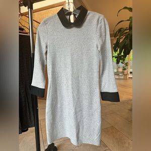 TWIK Gray Sweater Dress with Black Collar